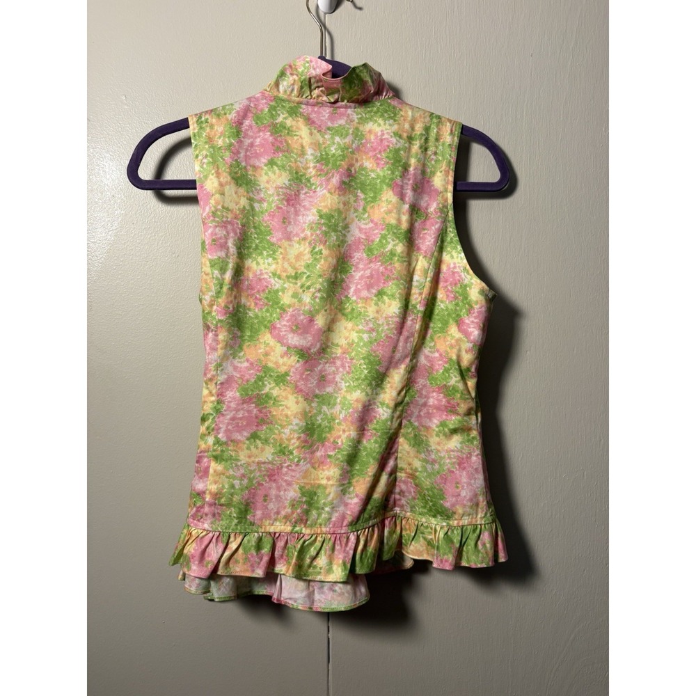 Jones New York Y2K Floral Ruffle Top S Cottagecore Coquette Garden Party Western - Picture 4 of 5
